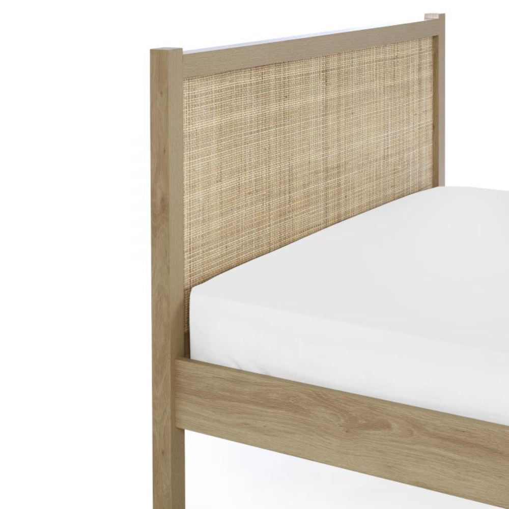 Bari Rattan Bed Frame Oak Headboard Detail