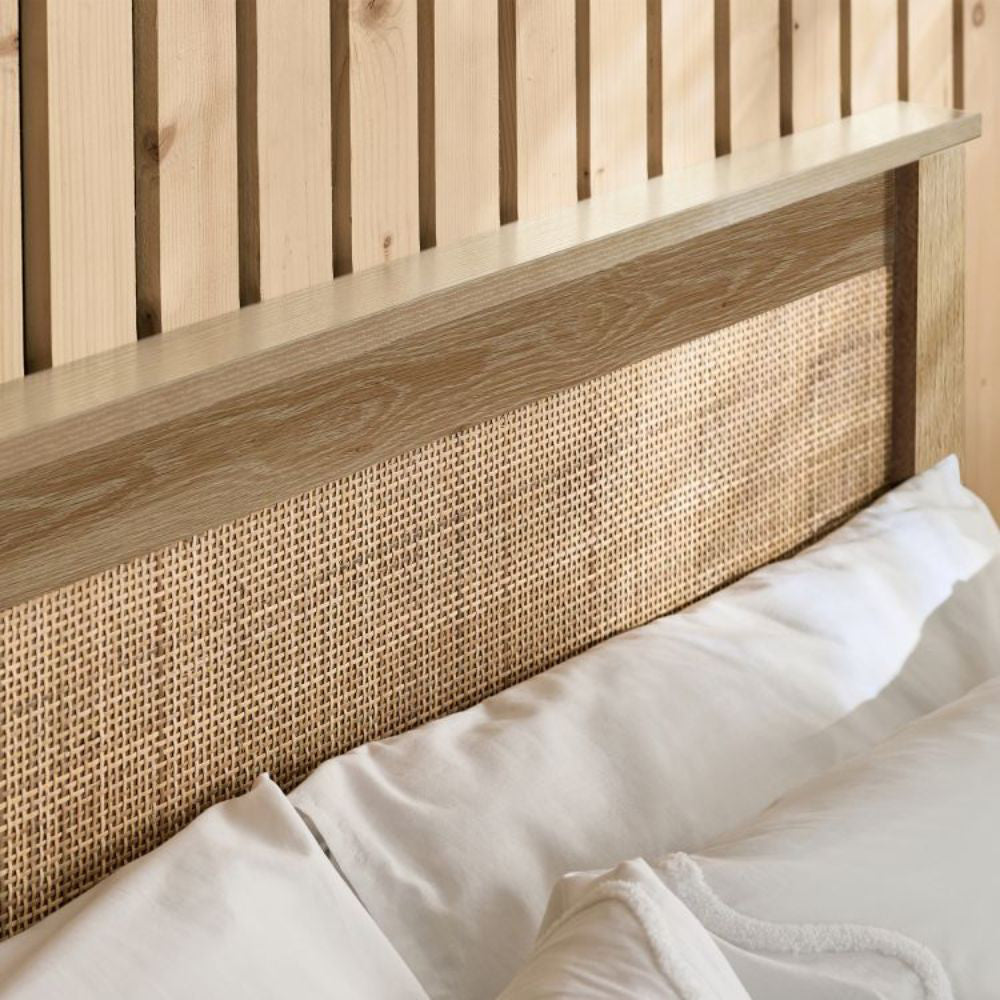 Bari Storage Bed Frame Oak Headboard Detail 2