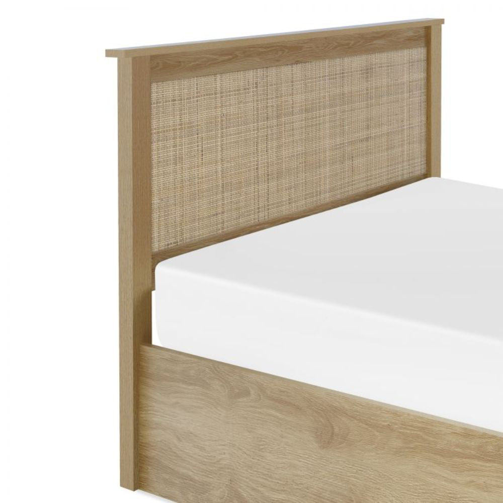 Bari Storage Bed Frame Oak Headboard Detail