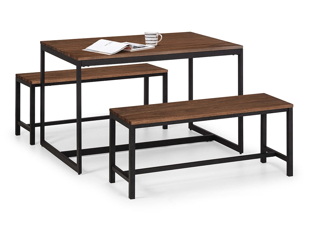 Beca Dining Table Walnut with Wooden Bench 2