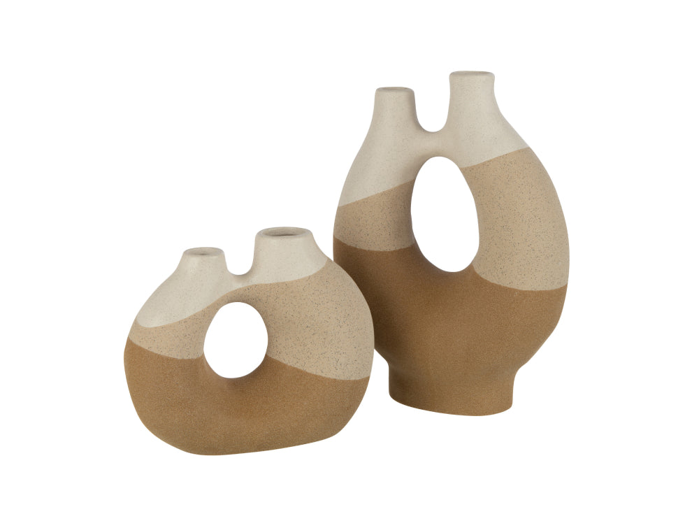 Beige Ceramic Organic Large and Small Vase