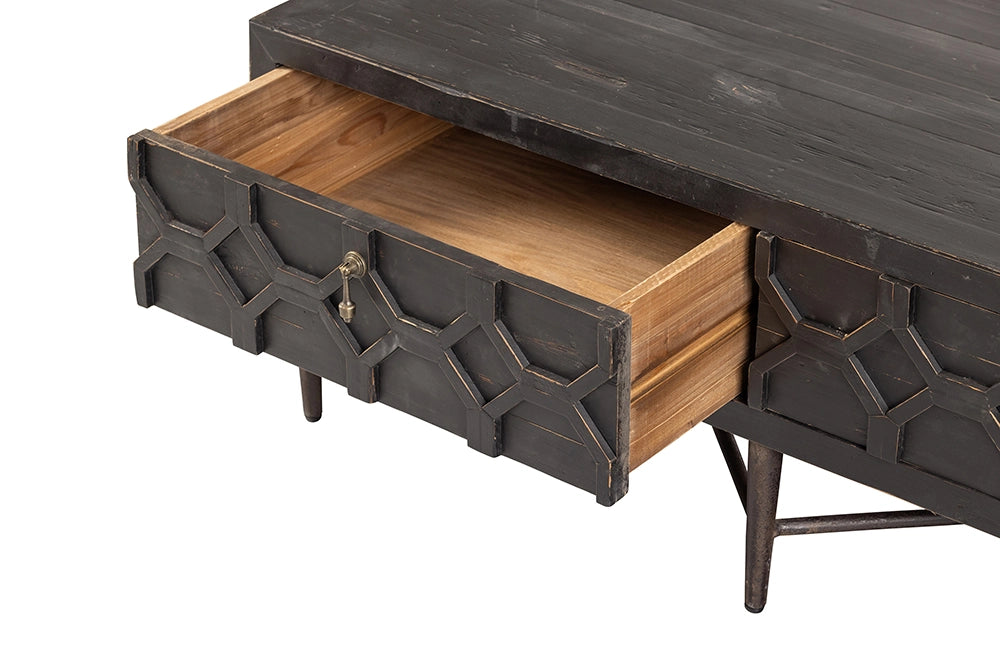 Bella Coffee and TV Table Black Drawer Detail