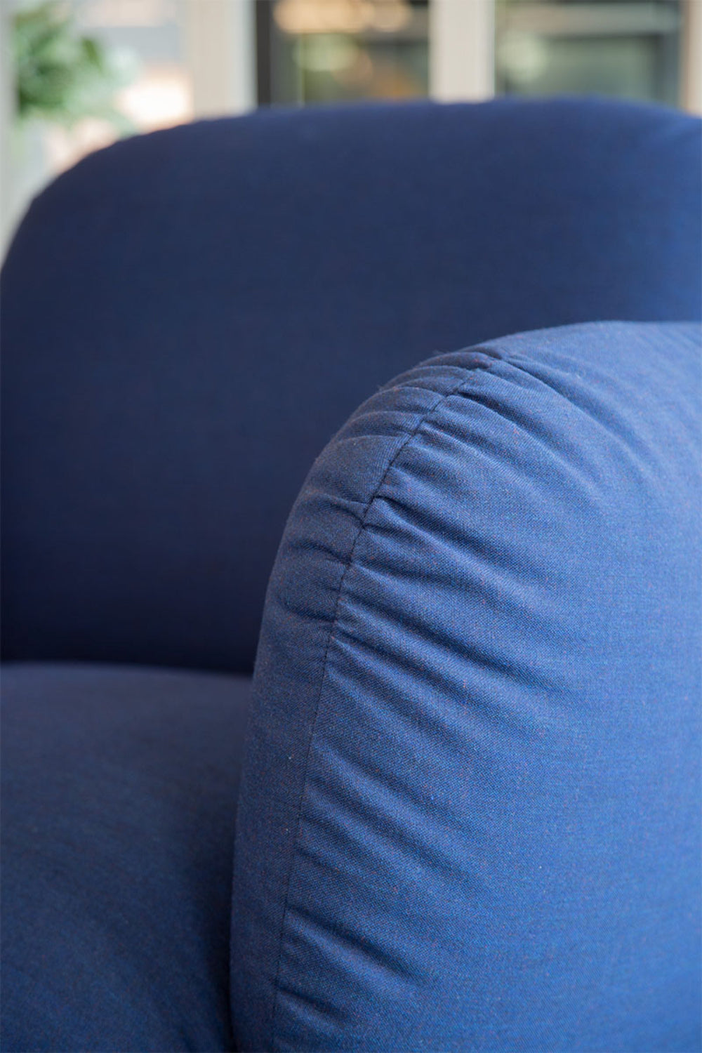 Boho Upholstered Fabric Lounge Armchair Armrest Detail 2