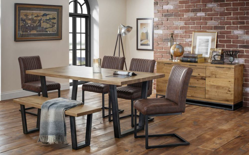 Bronx Dining Chair Brown with Sideboard and Table in Dining Setting