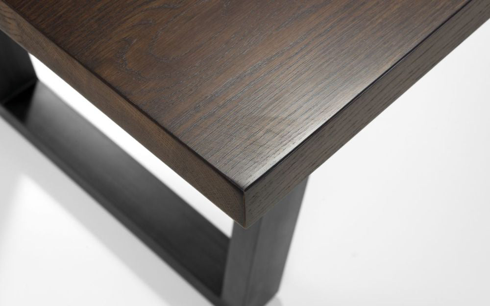 Bronx Dining Table Dark Oak Top Corner Detail