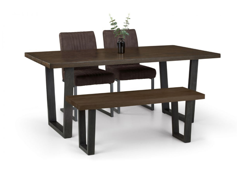 Bronx Dining Table Dark Oak with Chairs and Bench