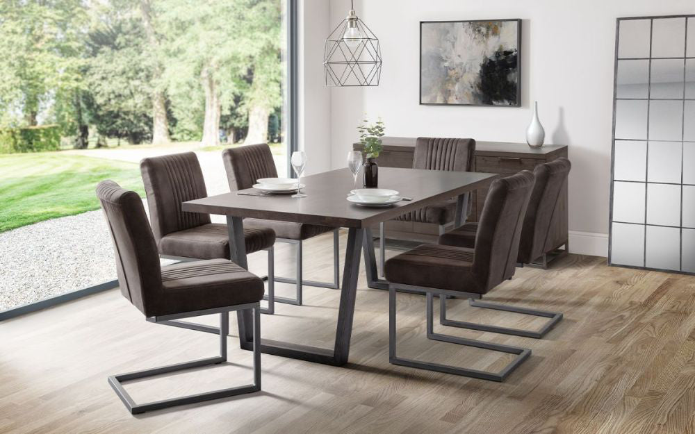 Bronx Dining Table Dark Oak with Sideboard and Chairs in Dining Setting