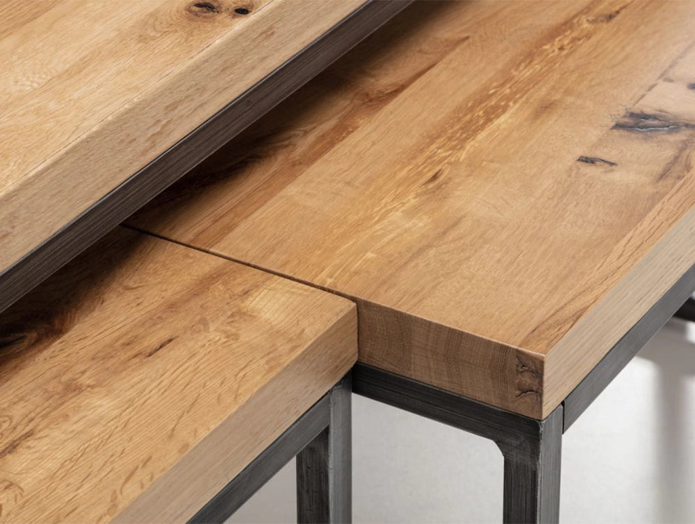 Bronx Nesting Coffee Tables Oak Wooden Top Detail