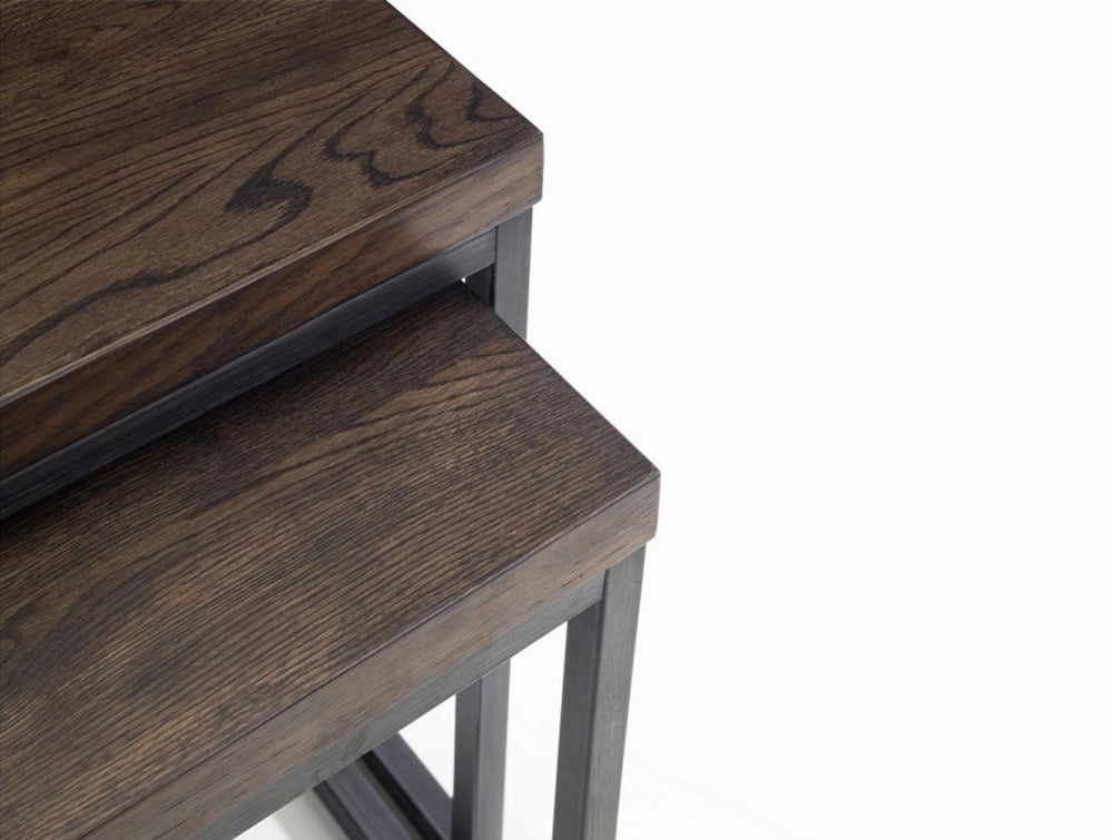 Bronx Nesting Lamp Tables Dark Oak Top Detail