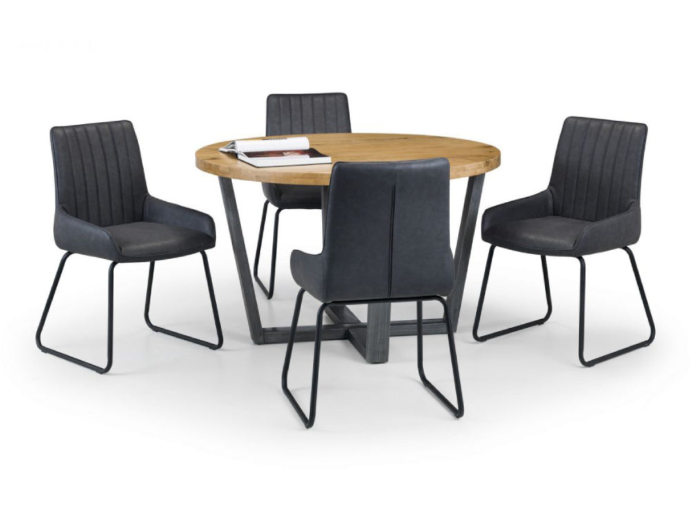 Bronx Round Dining Table Oak with Chairs 2