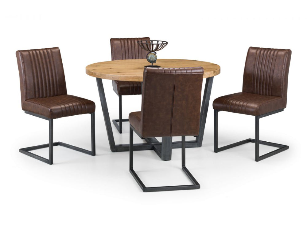 Bronx Round Dining Table Oak with Chairs 3