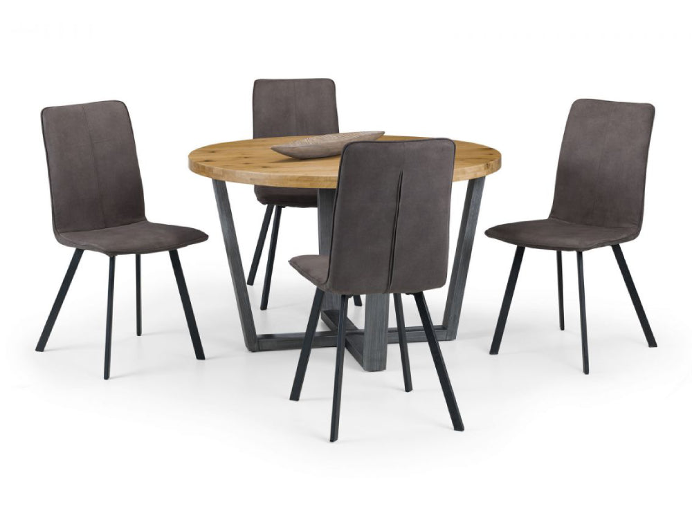 Bronx Round Dining Table Oak with Chairs