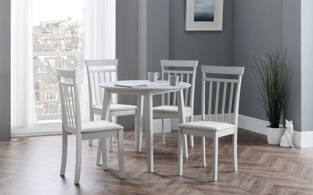 Burren Dropleaf Table Grey with Chairs and Indoor Plant in Dining Setting