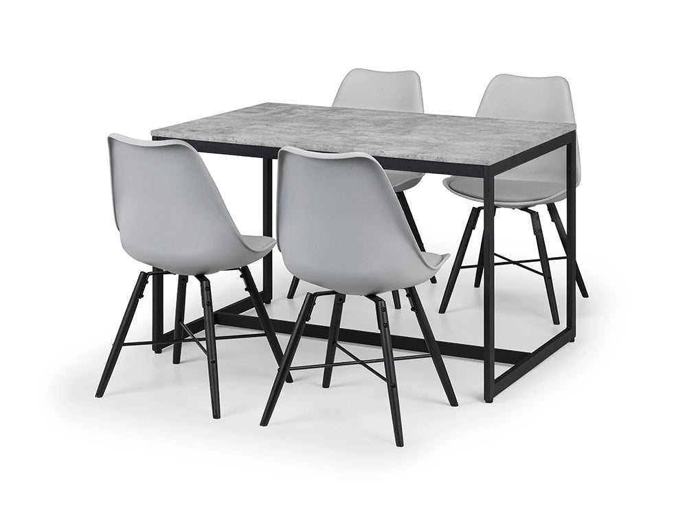 Cari Dining Chair Grey with Rectangular Table
