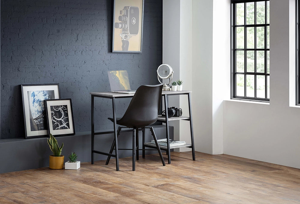 Cari Dining Chair in Black Finish with Wall Frame and Table in Breakout Setting
