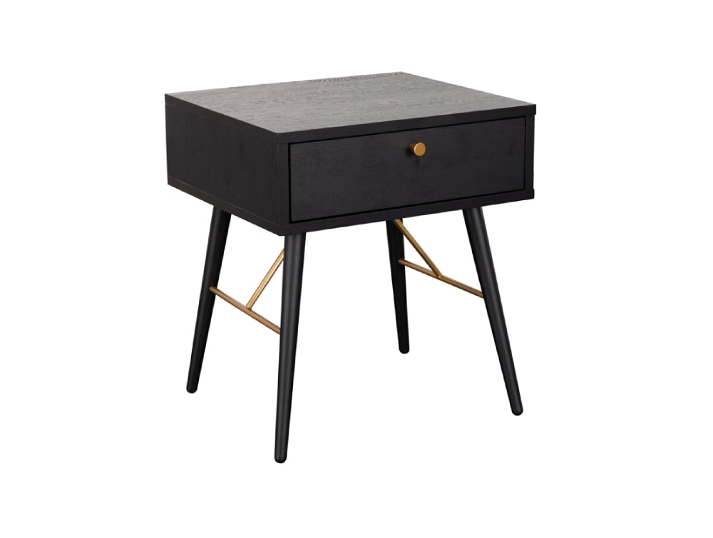 Casa 1 Drawer Bedside Table Black and Copper