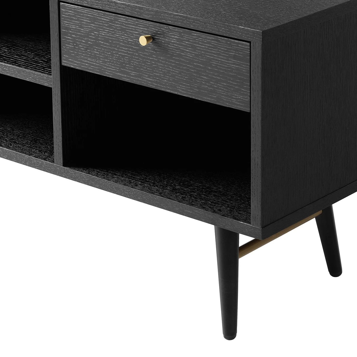 Casa Large Media Unit Black and Copper Leg Detail