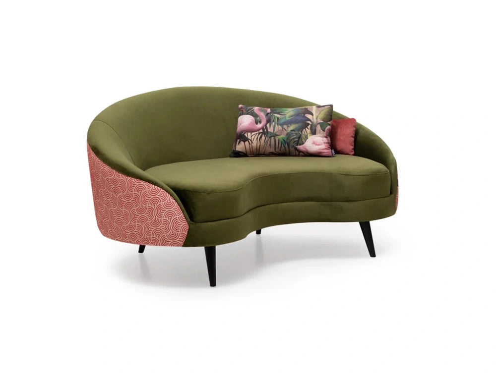 Casual Solutions Moon 3-Seater Sofa 5 in Army Green with Printed Back and Black Legs