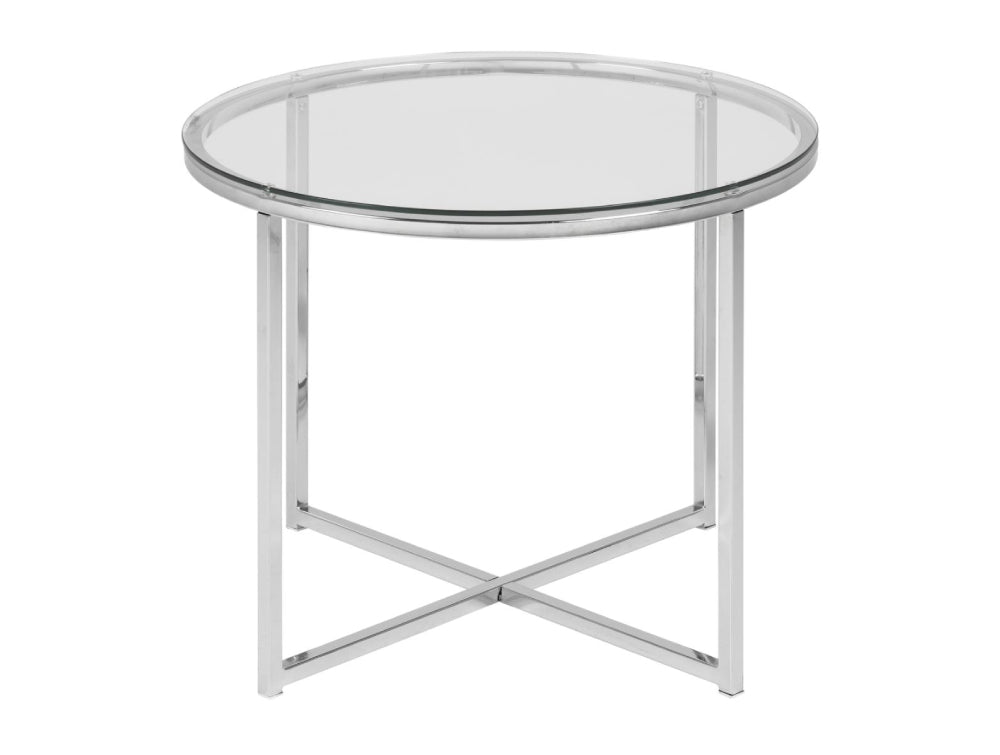 Cato Side Table Clear Tempered Glass and Chrome 2