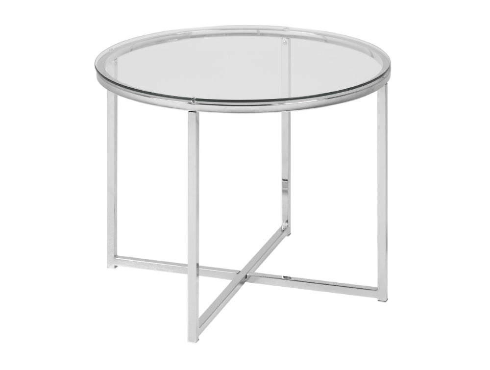 Cato Side Table Clear Tempered Glass and Chrome