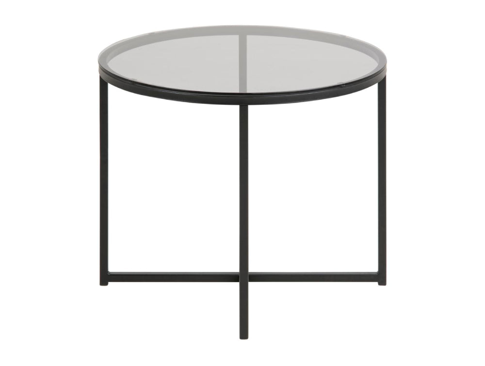 Cato Side Table Smoke Tempered Glass and Black 2