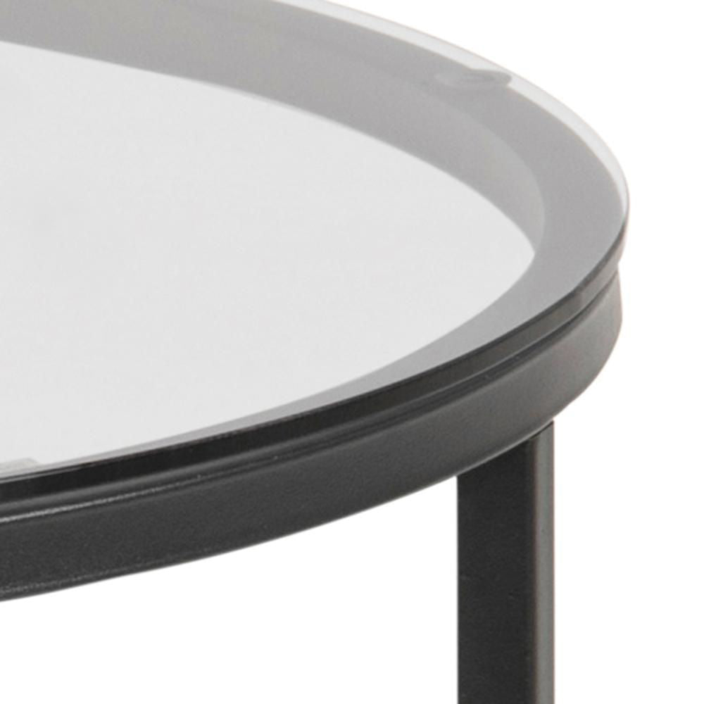 Cato Side Table Smoke Tempered Glass and Black Top Detail 2