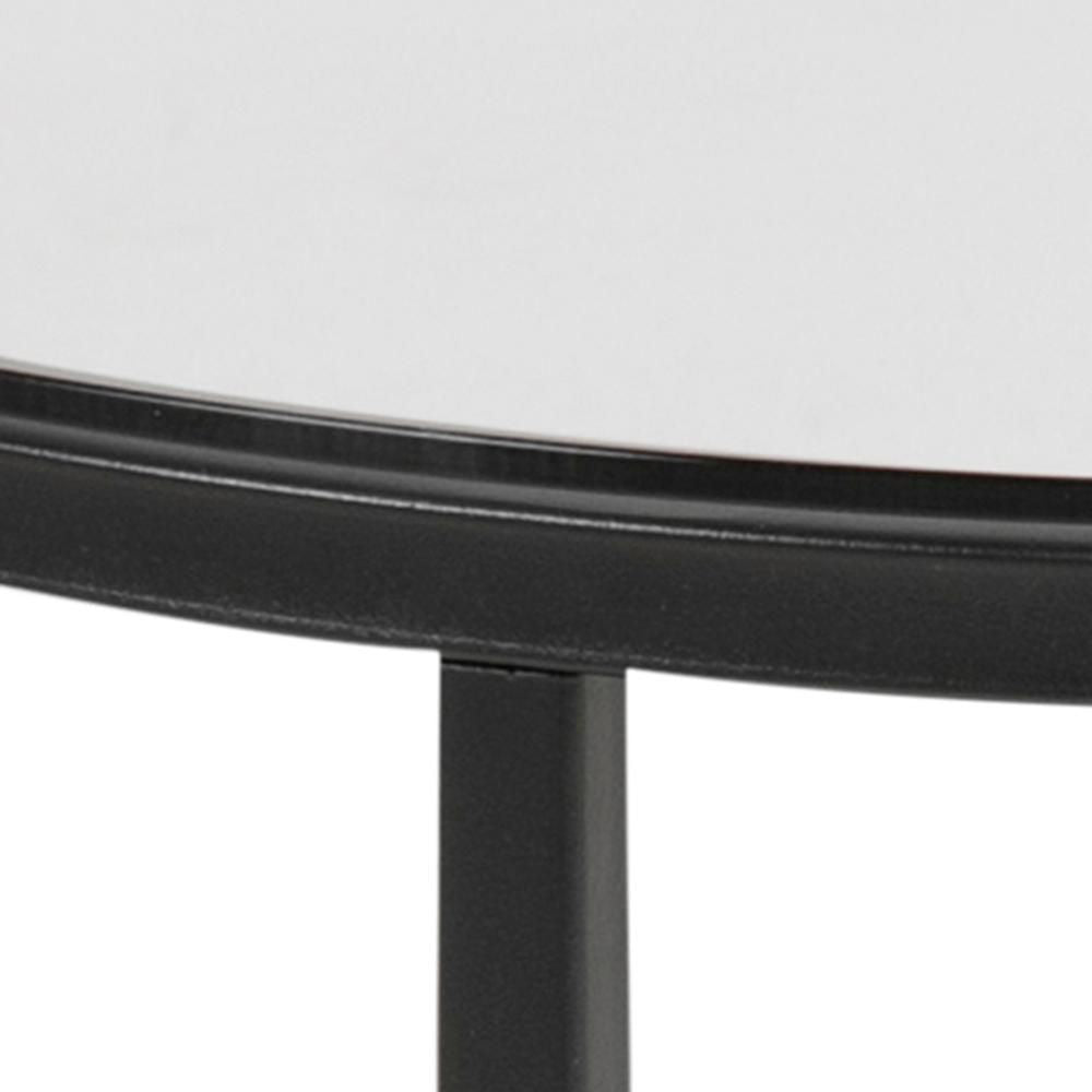 Cato Side Table Smoke Tempered Glass and Black Top Detail