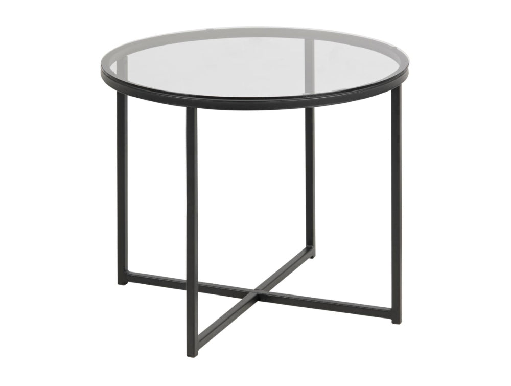 Cato Side Table Smoke Tempered Glass and Black