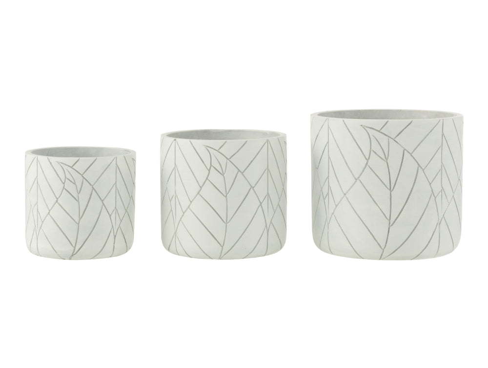 Ceramic Leaf White and Silver Flowerpot Family 2