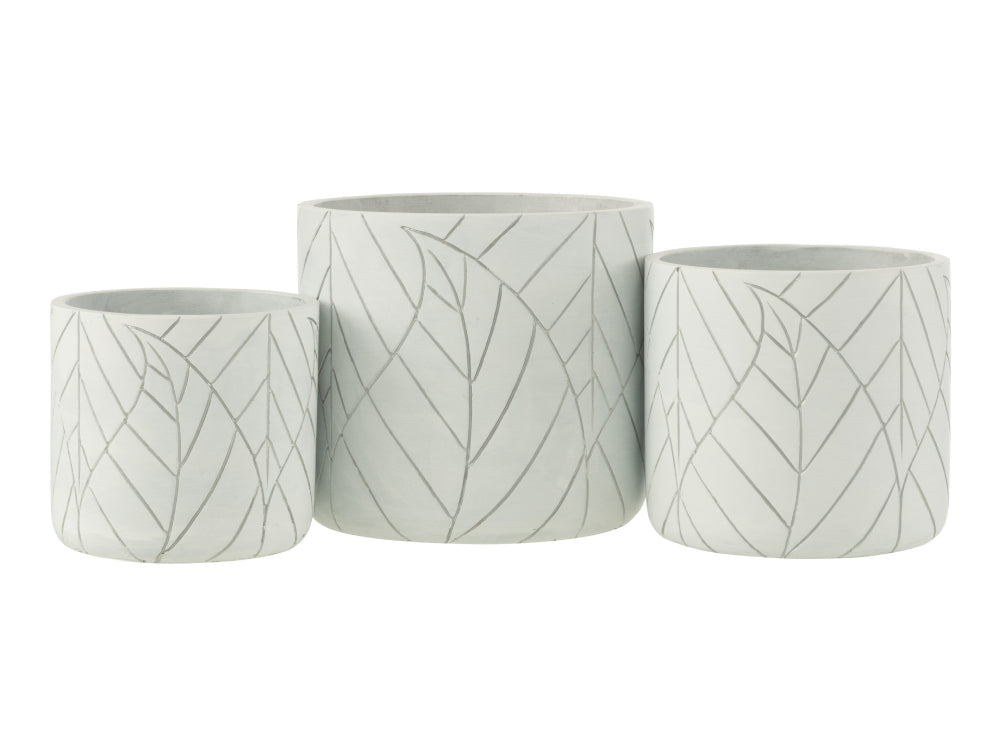 Ceramic Leaf White and Silver Flowerpot Family