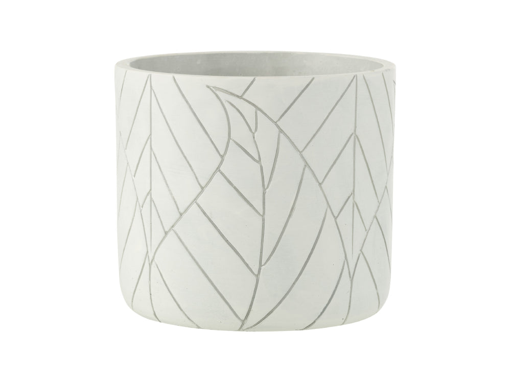 Ceramic Leaf White and Silver Flowerpot Large