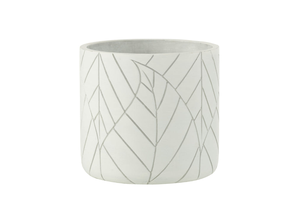 Ceramic Leaf White and Silver Flowerpot Medium