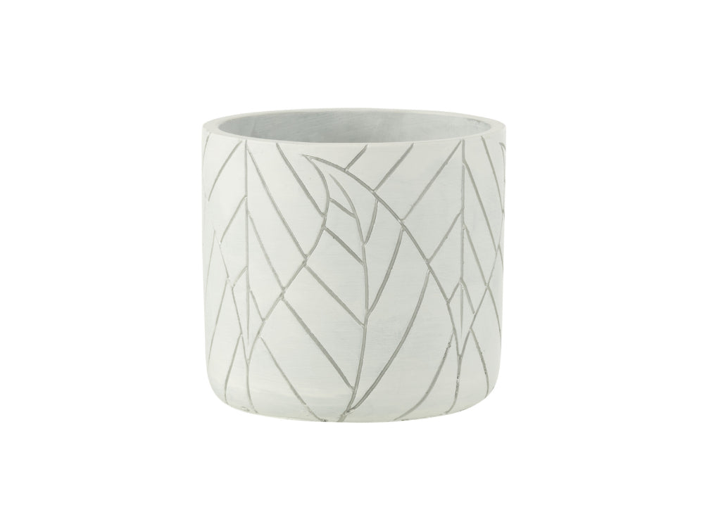 Ceramic Leaf White and Silver Flowerpot Small