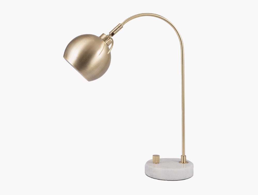 Ciani Brushed Brass and White Marble Table Lamp 2