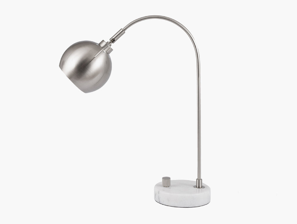 Ciani Brushed Silver and White Marble Table Lamp 2