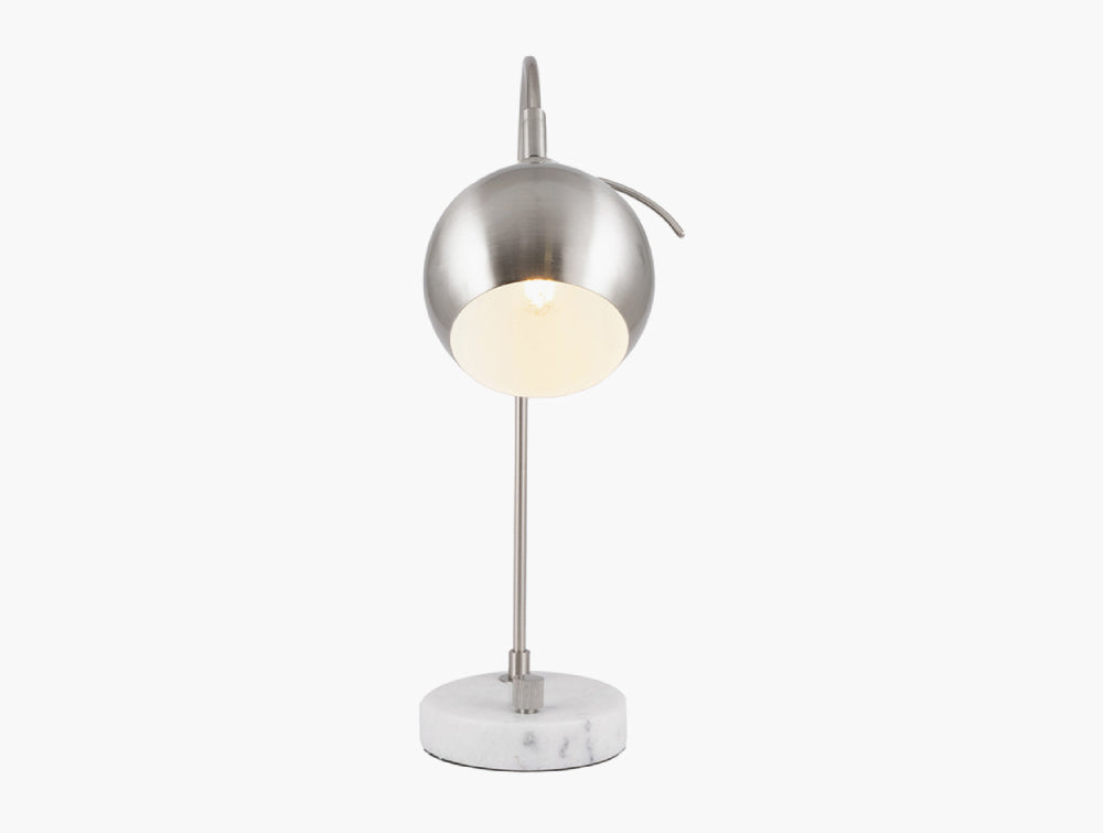 Ciani Brushed Silver and White Marble Table Lamp