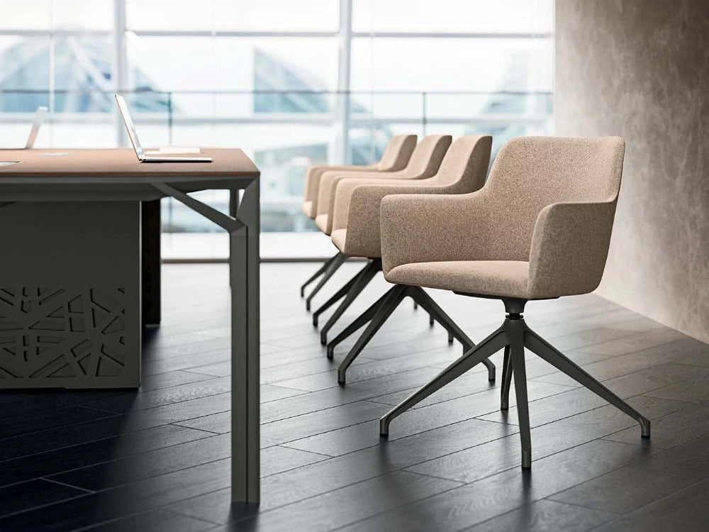 City Design Balance Dining Chair in Beige with Swivel Spider Base in Meeting Room Setting