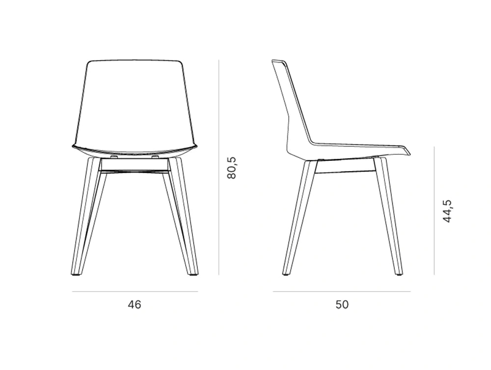 Clue Dining Chair with Wooden Legs Dimensions