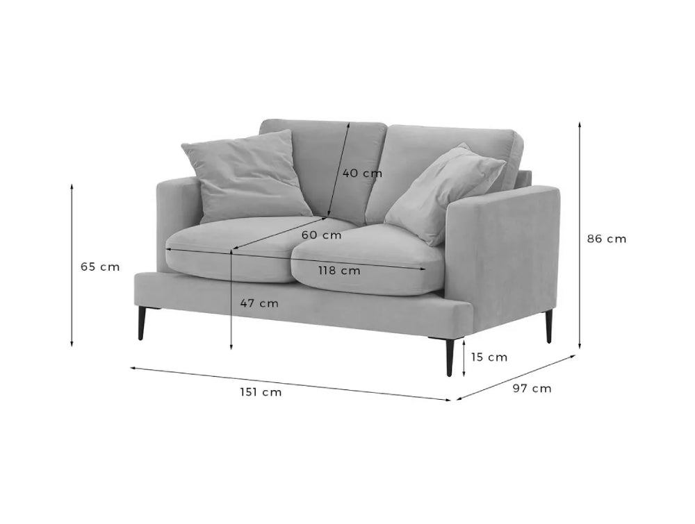 Cody 2 Seater Sofa Dimensions