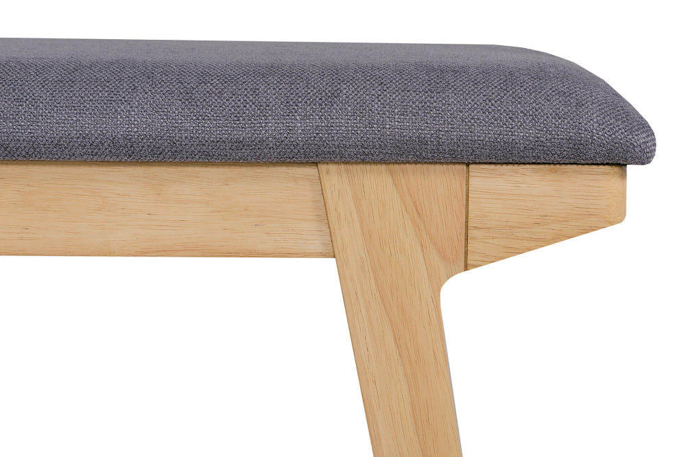 Cody Dining Bench Grey Fabric and Wood Detail