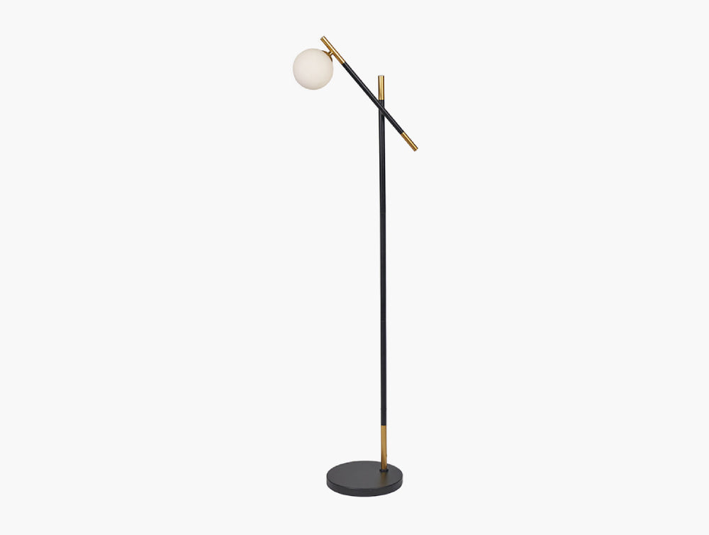 Dalia White Orb and Black Metal Floor Lamp 2