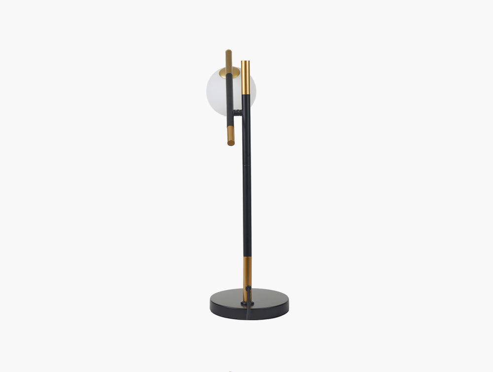 Dalia White Orb and Black Metal Table Lamp 4