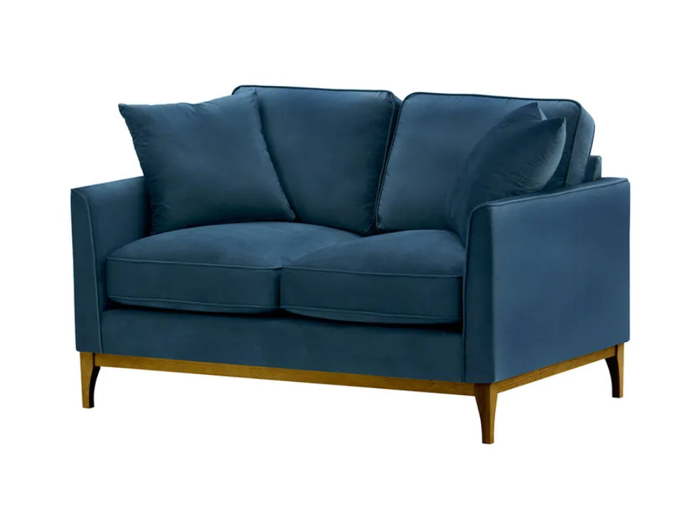 Dalton 2 Seater Sofa - Blue and Dark Oak