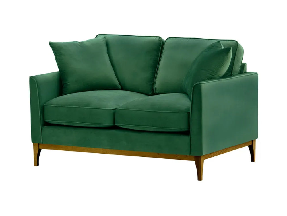 Dalton 2 Seater Sofa - Dark Green and Dark Oak