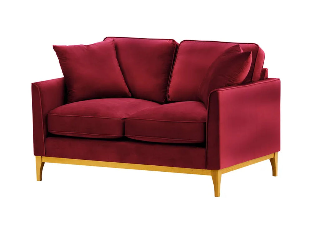 Dalton 2 Seater Sofa - Dark Red and Like Oak