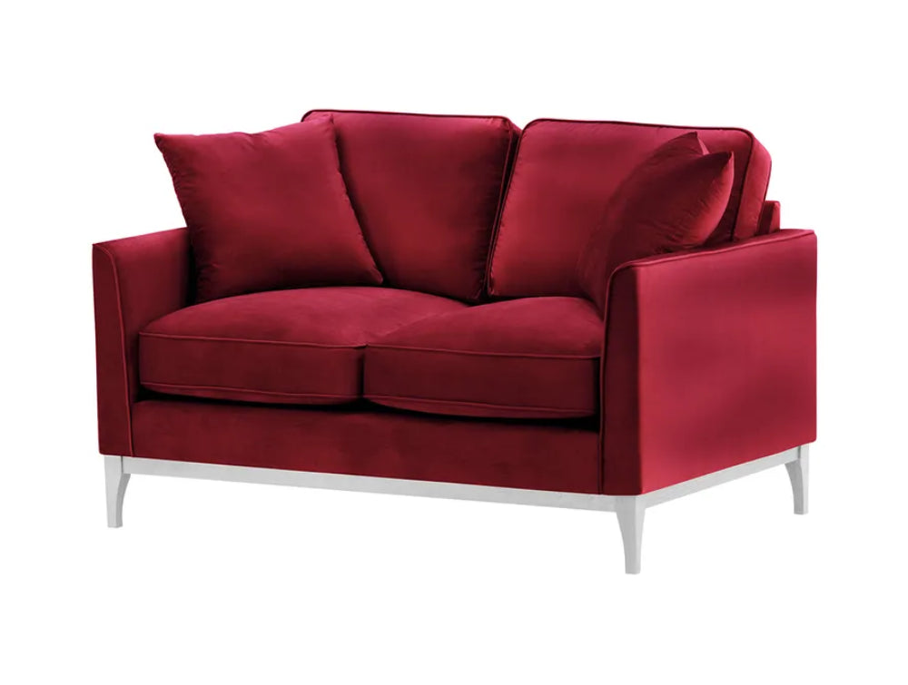 Dalton 2 Seater Sofa - Dark Red and White