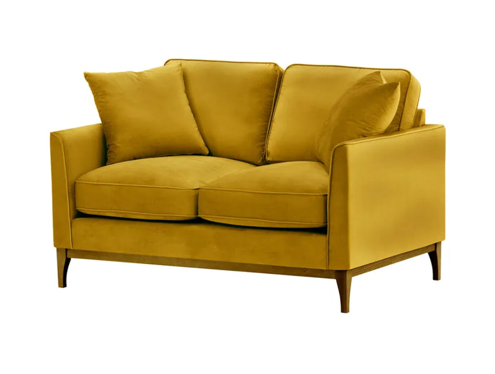 Dalton 2 Seater Sofa - Mustard and Dark Oak