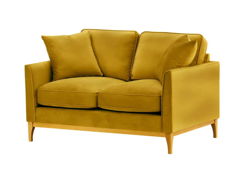 Dalton 2 Seater Sofa - Mustard and Like Oak