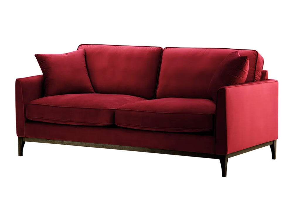 Dalton 3 Seater Sofa - Dark Red and Dark Oak