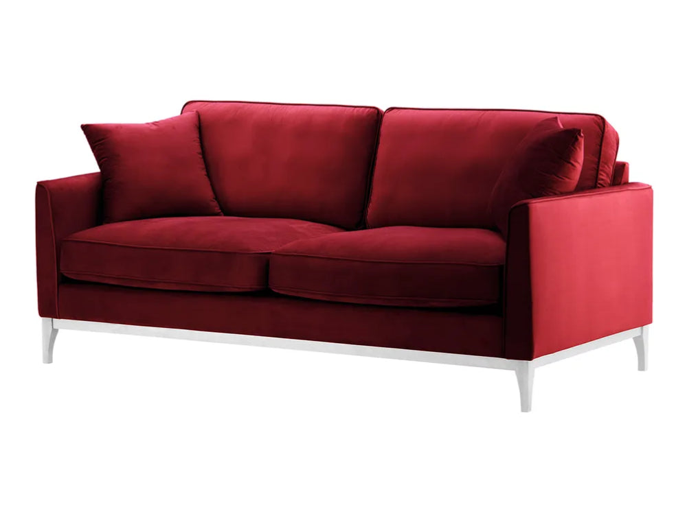 Dalton 3 Seater Sofa - Dark Red and White